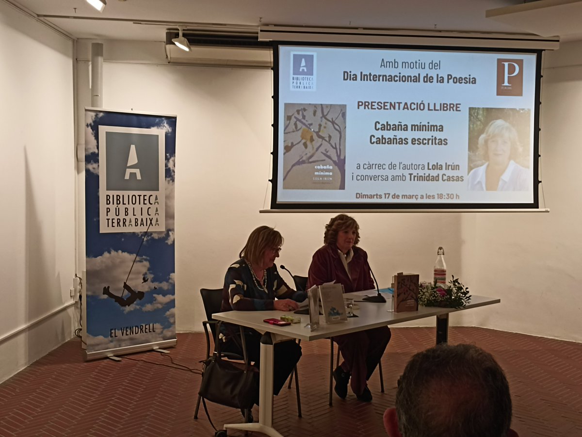 BiblioVendrell's tweet photo. Aquest dimarts, en el marc de les celebracions del #DiaInternacionaldelaPoesia, hi va haver la #presentaciódelllibre “Cabaña mínima. Cabañas escritas”, de Lola Irún, #EditorialLaGarua, a càrrec de l’autora vendrellenca Trinidad Casas.
#activitats #bibliovendrell #elvendrell https://t.co/UYOCDRVcvT