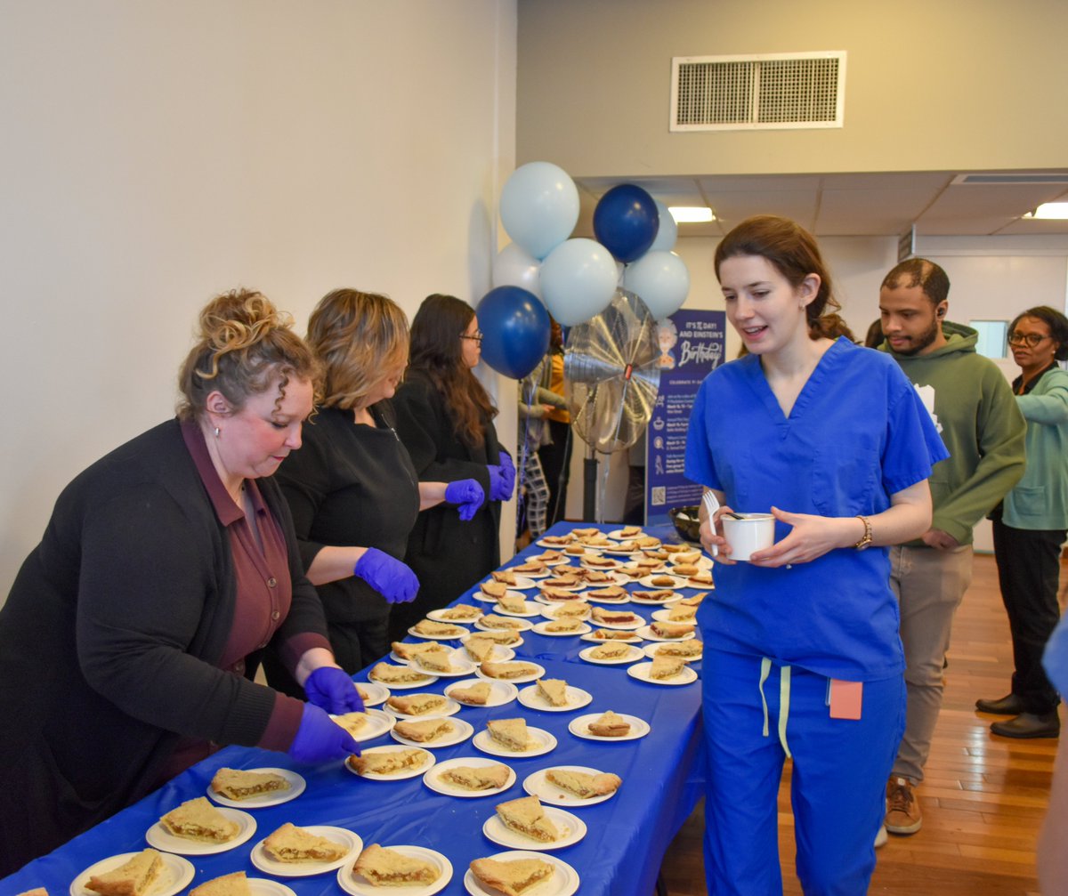 EinsteinMed's tweet photo. Pi, Pie, &amp; Plenty to Celebrate at Einstein 🥧The Einstein community marked Pi Day, our namesake’s 147th birthday, and 3.14 Days of Giving with a week of events. Congrats to Mary Lou De Jesus (recitation winner) &amp; Rosemary O’Neill (pie champ, Coconut Cream Pie) #EinsteinMed #PiDay https://t.co/74poLedXEl