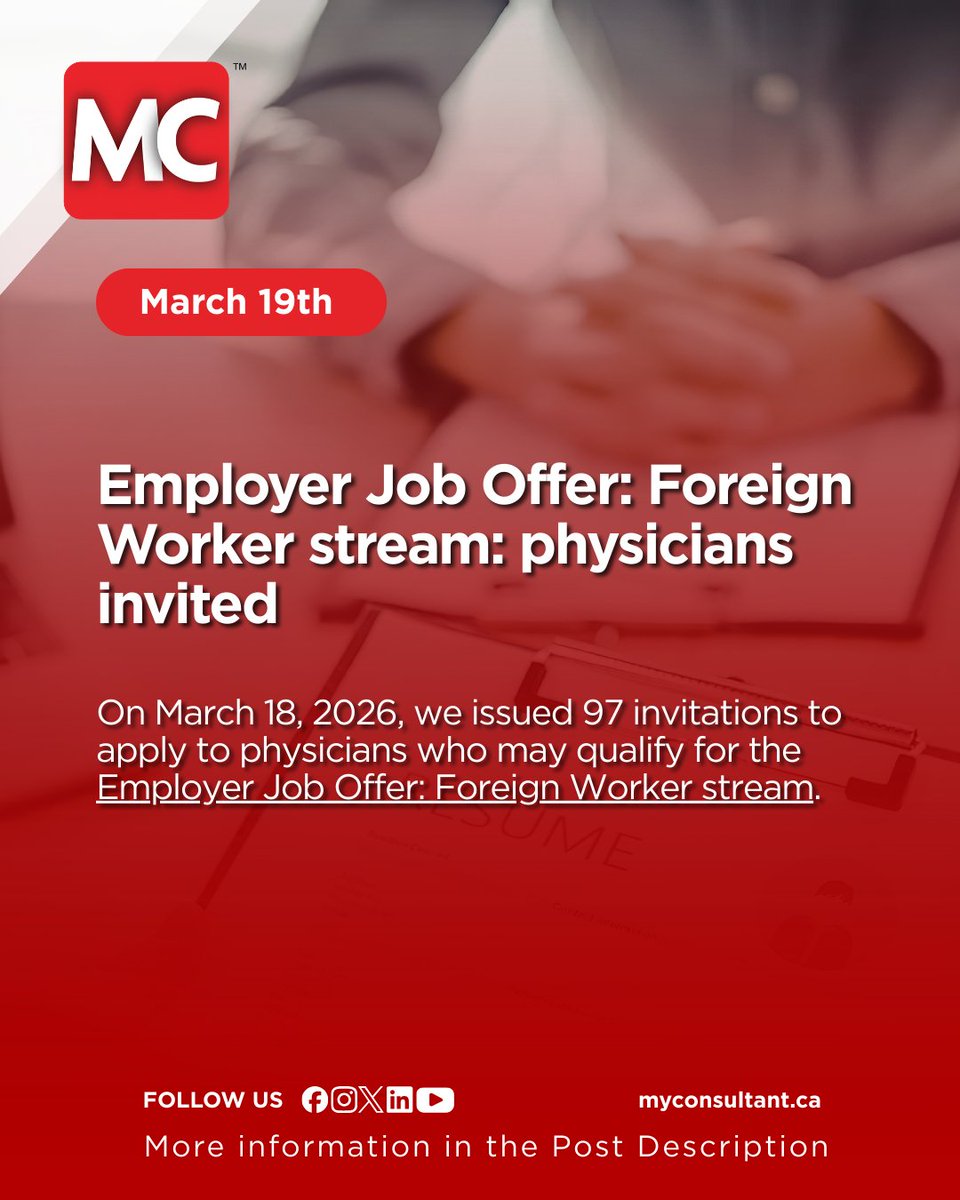 MyConsultant_ca's tweet photo. 🚨 Latest Immigration Updates You Should Know
🔹 Latest Rounds | Read more : https://t.co/vey4L1oZsI
🔹 Temporary Resident – Business Visitors | Read more : https://t.co/4UEGBKOLDZ

🔹 Employer Job Offer: Foreign Worker Stream | Read more : https://t.co/QXOjBJSh4h https://t.co/E3v5tNNT1G