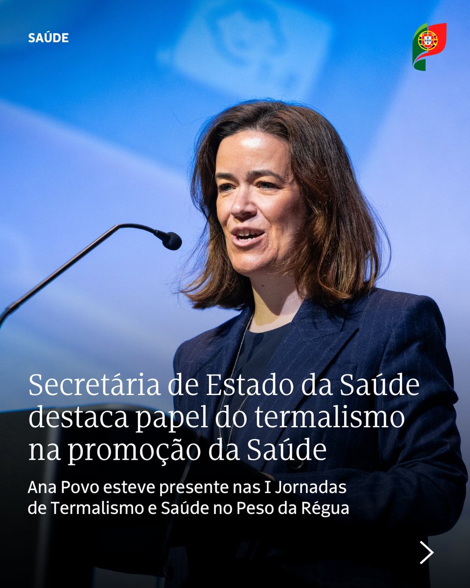 saude_pt's tweet photo. Ana Povo defendeu esta quarta-feira que o #termalismo está a assumir uma relevância crescente no panorama nacional, tendo sido destacada a Portaria aprovada pelo Governo, que fixa a comparticipação em 35% do valor do tratamento. Mais #proximidade. Mais #prevenção. Melhor #saúde. https://t.co/Pfa4xQGRra