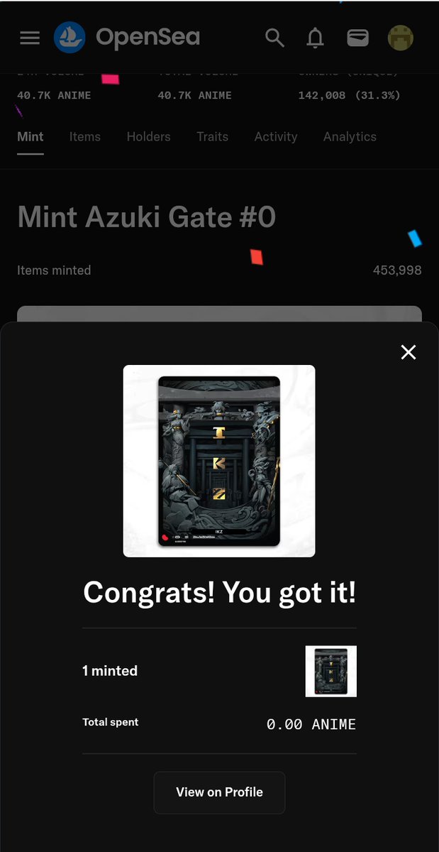 Just secured 1 free mint by <a href="/Azuki/">Azuki</a> 

Go now it's available for a limited time 1 mint per wallet 

Only 0.02$ fee required ♥️
