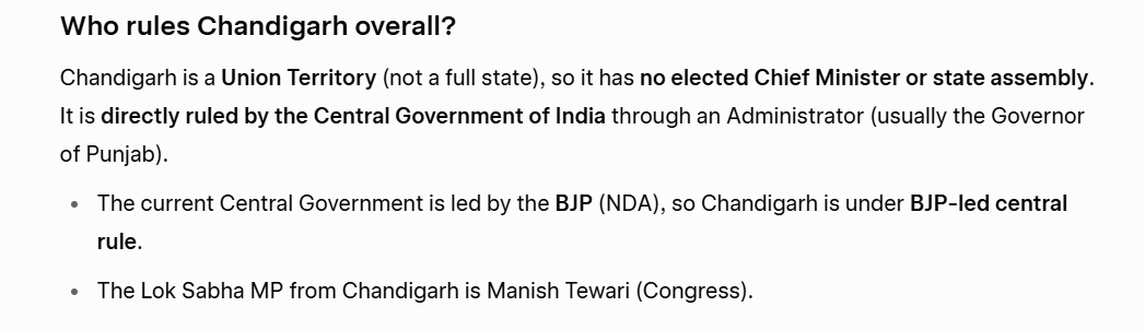 Aur jab se ye log chandigarh mein enter hue hein tab se chandigarh tricity ka aur punjab ka haal bura ho rakha hai. Bomb blasts, murders, threats. 

Sasti politics ke nuksaan. 

Their motive is not development, their only motive is 'darr ki rajneeti'.