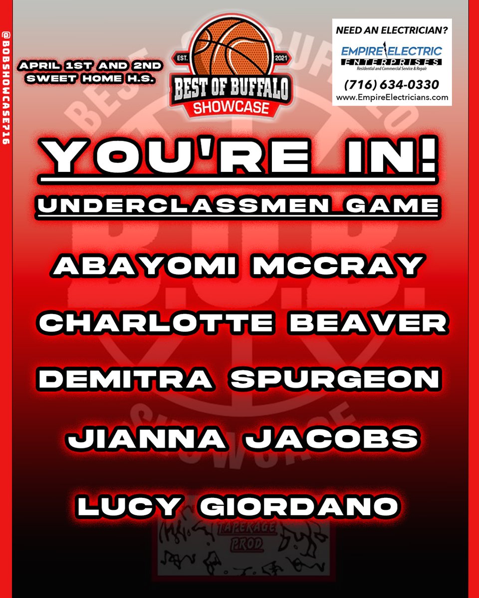 BOBShowcase716's tweet photo. 🚨 Welcome to the BOB! 🚨
Your Girls Underclassmen Game will include the following stars!

ABAYOMI MCCRAY (SO Olmsted 16-2) 19 PPG, 10 RPG

CHARLOTTE BEAVER (SO Southwestern 16-7) 12.8 PPG https://t.co/klTY2pjW8e