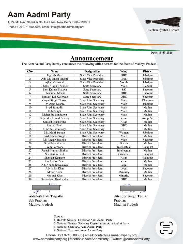 AAP Indore M.P. tweet media