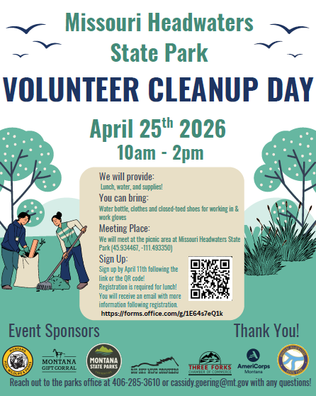 Join Missouri Headwaters State Park for their Volunteer Cleanup Day on April 25, 2026! Sign up here: na2.hubs.ly/H04chz00