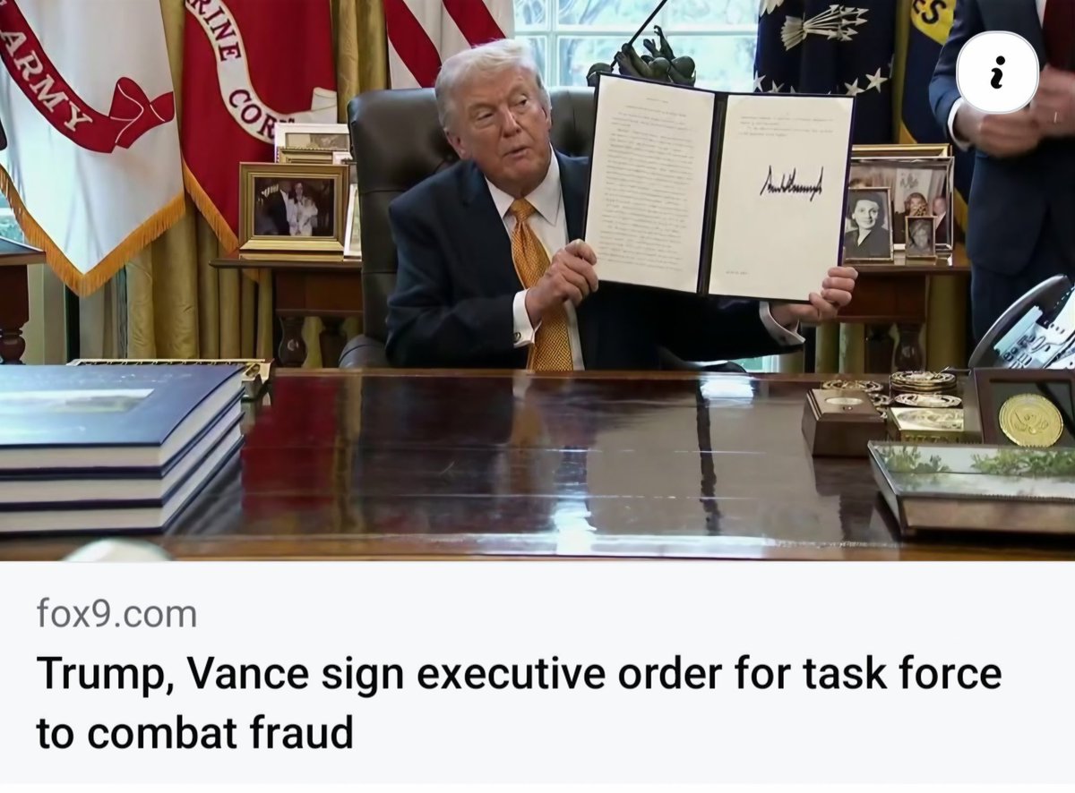 On Monday, President Trump signed an executive order to create a benefits-fraud task force to root out fraud in Minnesota and other states where "insufficient safeguards and weak oversight increase the risk of large-scale fraud.”

This is a welcomed and important step in our