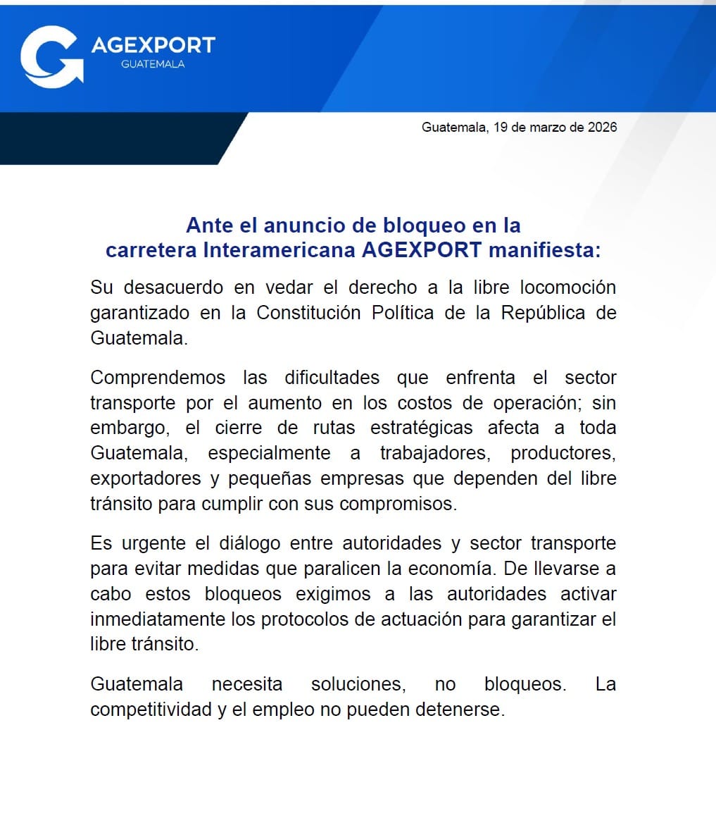 CanalAntigua's tweet photo. 🚛🚫 La Asociación de Exportadores (AGEXPORT) manifiesta su desacuerdo con el bloqueo de la carretera Interamericana, ya que afecta el derecho constitucional a la libre locomoción.
#AGEXPORT #Transporte #LibreLocomoción #CarreteraInteramericana #Guatemala https://t.co/SFBRZn7Fix