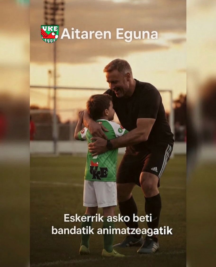 Aitaren Eguna, zorionak! ⚽
Eskerrik asko beti bandatik animatzeagatik, beti gure alboan egoteagatik eta egunero gurekin amets egiteagatik.
-----‐-
¡Feliz Día del Padre! 👨‍👦
Gracias por estar siempre en la banda, por apoyarnos en cada partido y por vivir este deporte con nosotros.