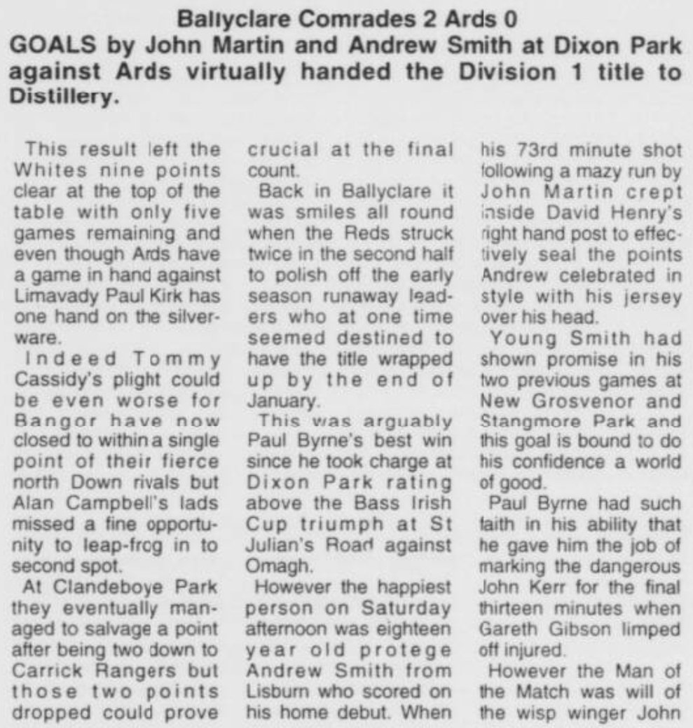 Ballyclare Comrades History tweet media