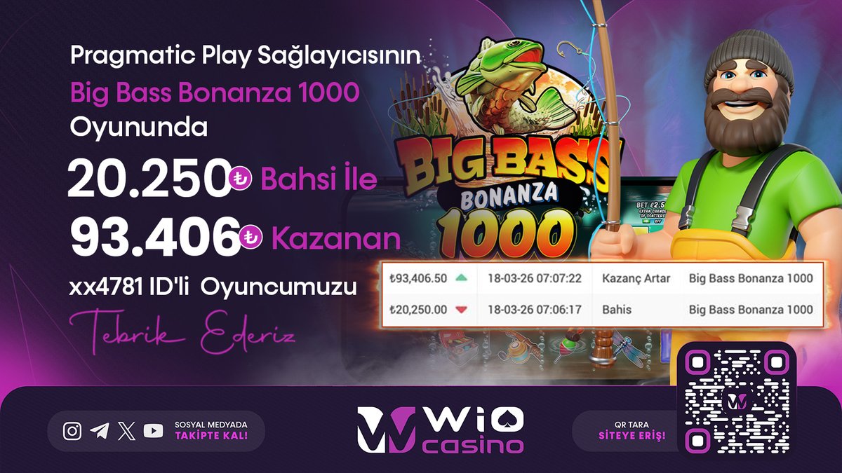 WioSocialTeam's tweet photo. 🔞 Pragmatic Play Sağlayıcısının Big Bass Bonanza 1000 Oyununda 🔞

 🧻20.250 TL Bahis ile 93.406 TL Kazanan xx4781 ID'li Oyuncumuzu Tebrik Ederiz 🧻

🔔Sıradaki Şanslı Kişi Sen Olabilirsin🔔 https://t.co/mQ6rBlEFep
