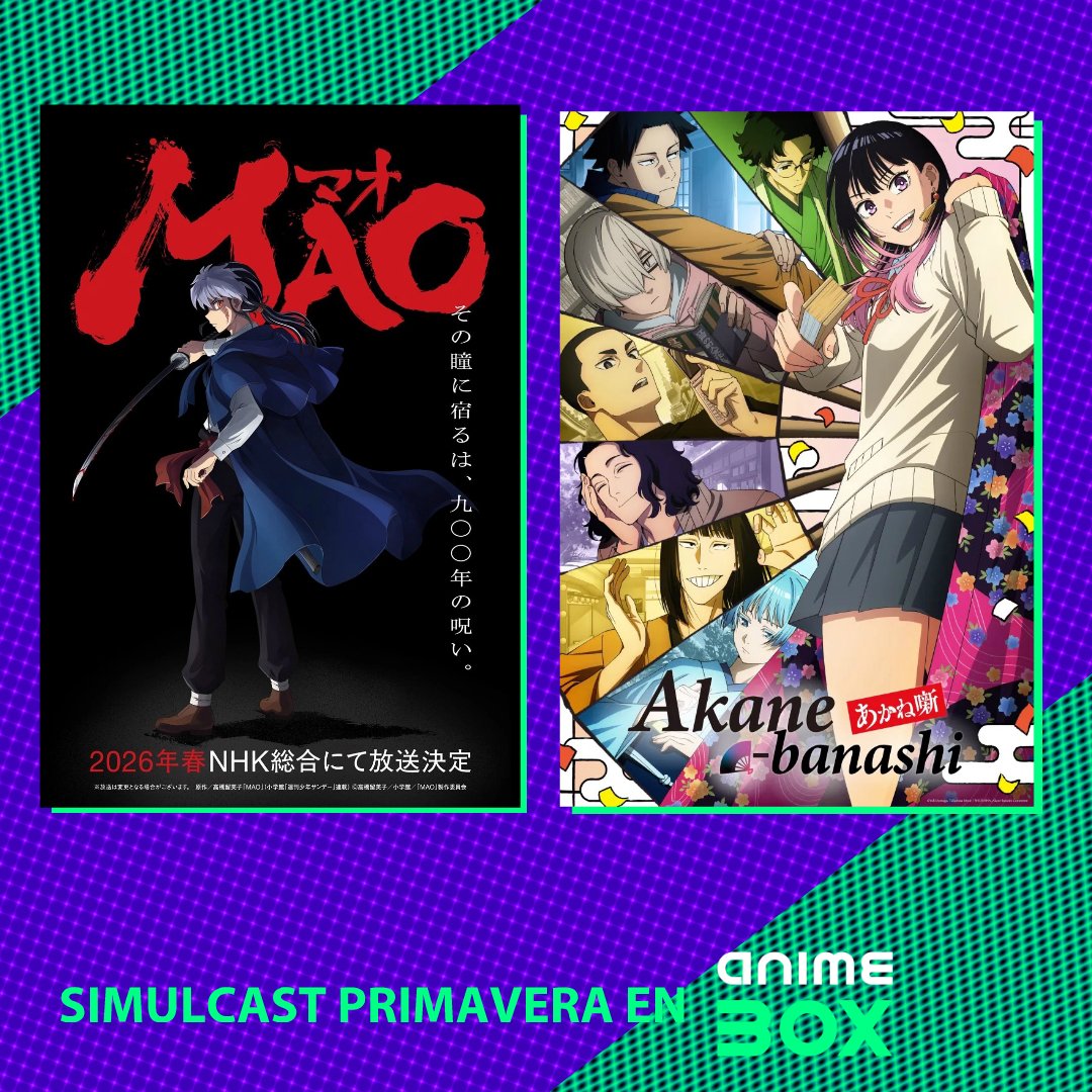 THEK3VINF2P_'s tweet image. #Simulcast en AnimeBox para Primavera 2026
• MAO
• Akane Banashi

Película en cines
• A New Dawn

Rescataron más animes clásicos:
Brain powered
Gasaraki
Dna2
Wolf's rain 
Desaparecido