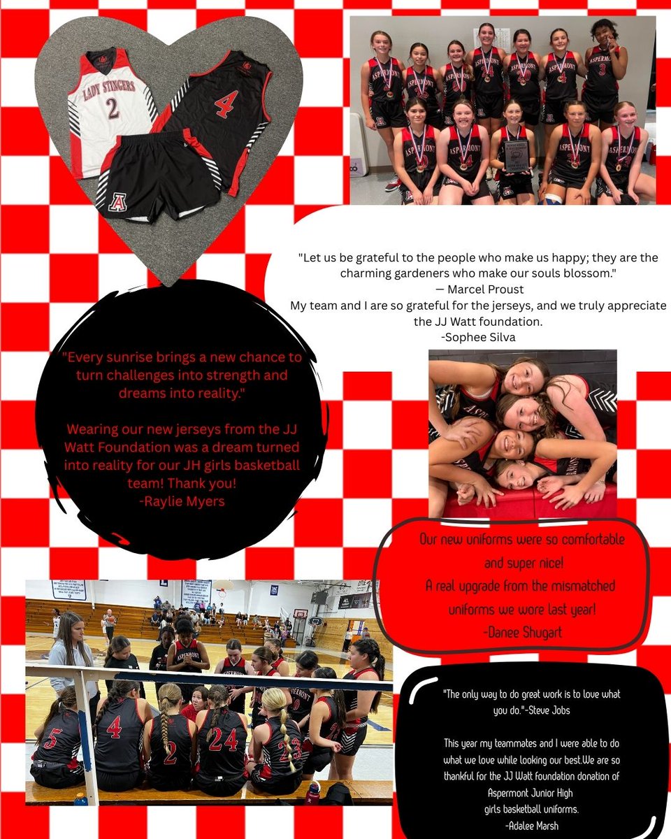WattFoundation's tweet photo. We love to see athletes' smiling faces and hear how much new uniforms impacts them and their coaches!
Thanks for the post, Aspermont Junior High Girls' Basketball!
#DreamBigWorkHard https://t.co/9iJWTPjHa3