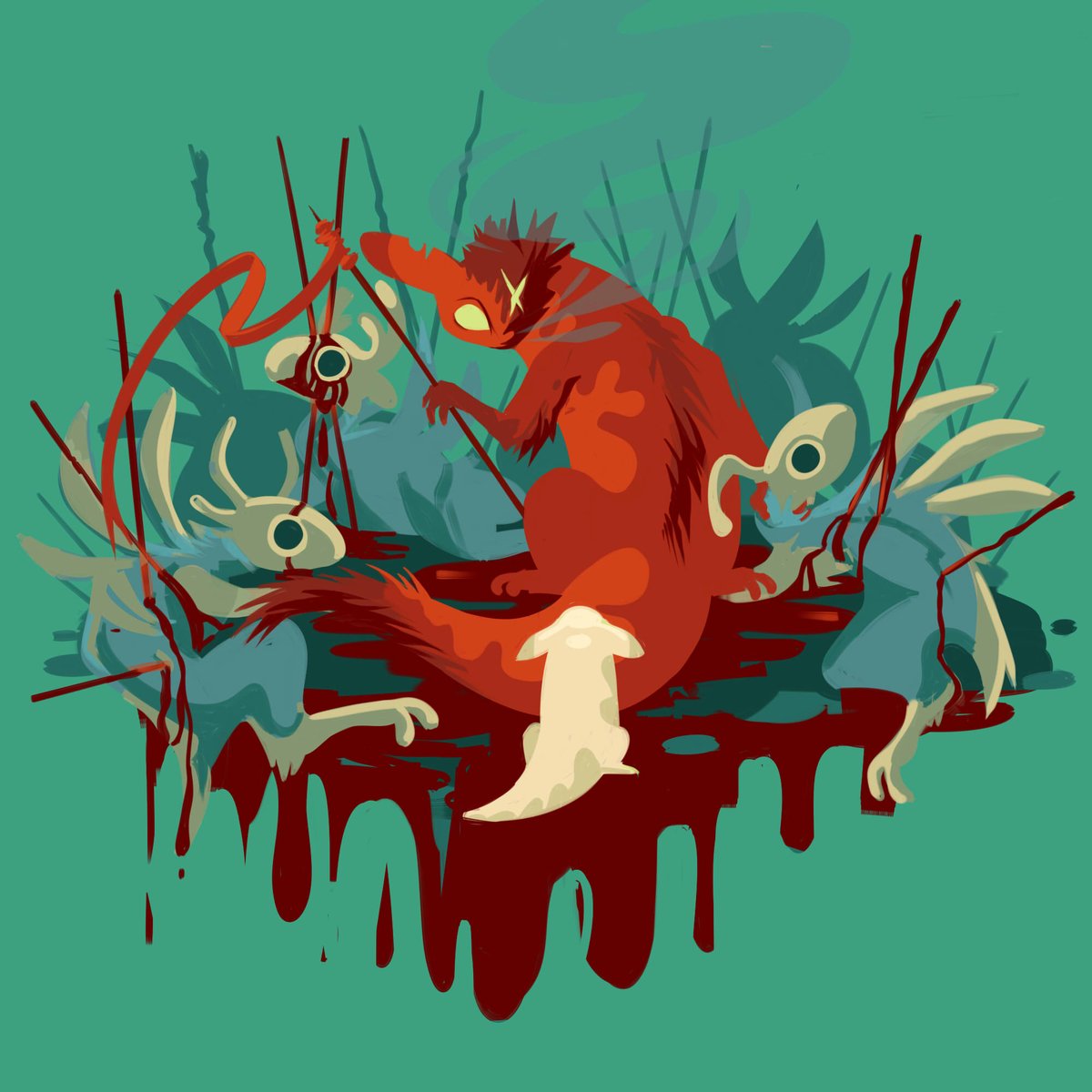 #RWArtMonth #Rainworld #Slugcat #rainworldart 
Day 19 -  Achievement: the mother... again