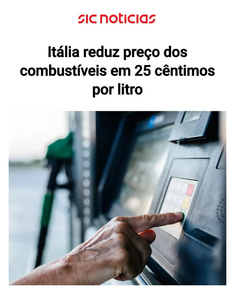 Por cá, na terra dos socialistas levam com uma redução de 1.9 cêntimos.
Enquanto em Itália fascista da Meloni é o que se vê..