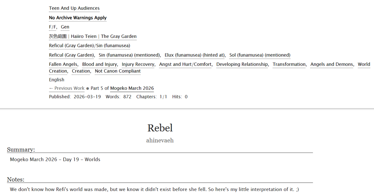 ahinevaeh's tweet photo. Day 19 - Worlds
Title: Rebel
Rated: T for Teen
Characters: Reficul (hints of Refisin)
Fic: https://t.co/ZCUBSmbNbB
#funamuseart #funamuseum #okegom #funamusea #海底囚人 #mogekomarch26 #okegomevents #reficul #refisin https://t.co/pB9PWWl2F4