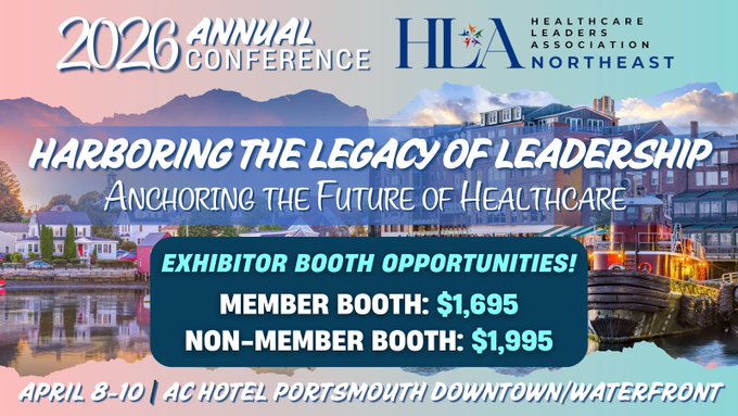 🌊 Exhibit Booth &amp; Sponsorship Registration!

Join us at the HLA Northeast 2026 Annual Conference and showcase your products and services to healthcare leaders from across MA, RI, NH, and VT!👏

⚓ Spots are limited — secure yours today!
hlanortheast.org/2026-Annual-Co…