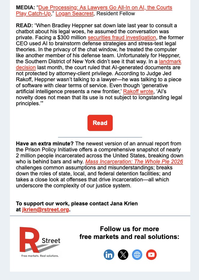 smayranderson's tweet image. Our criminal justice and civil liberties team at @RSI has been putting out an email newsletter, “3 Things in 30 Seconds,” where I share three quick, relevant, and timely updates in #criminaljustice from our vantage point. Below is the latest edition.