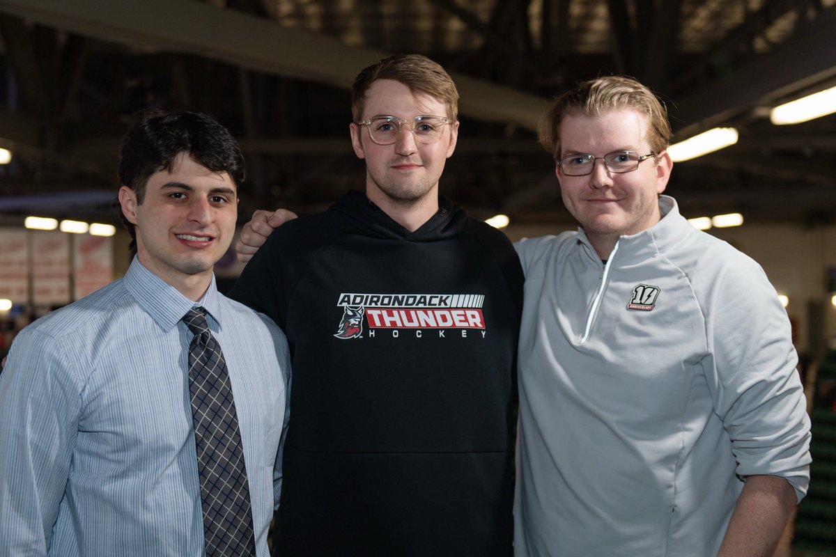 Little <a href="/PlattsAthletics/">Plattsburgh State Cardinals</a> reunion last night at the <a href="/ECHLThunder/">Adirondack Thunder</a> game! 

<a href="/sample_mail/">Liam Sample PxP</a> - Broadcast
Myself - Video prod
<a href="/NotheastDakota/">Dakota Gilbert</a> - Photography

Go Cards! (and Thunder)