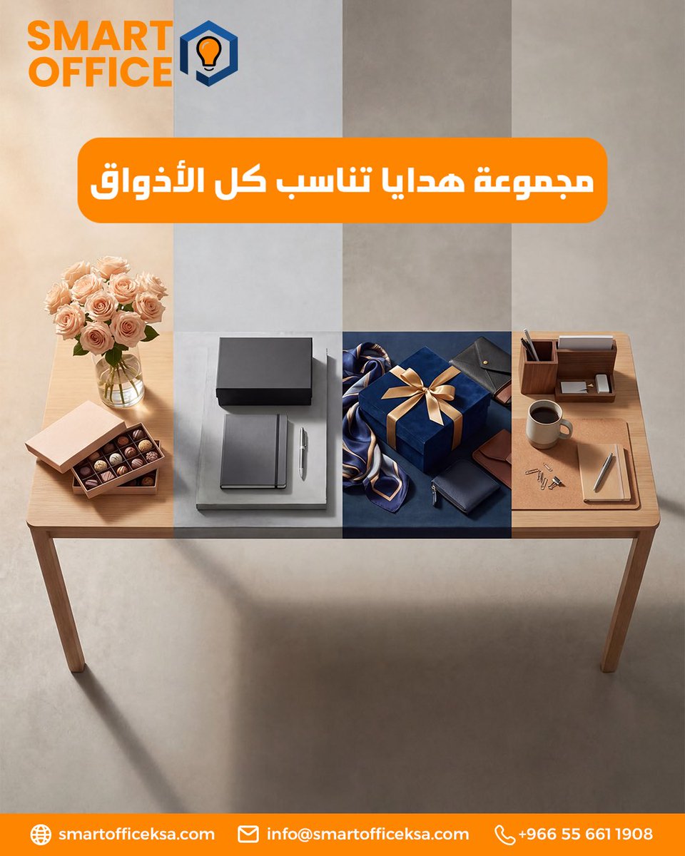 Smartofficeksa's tweet photo. مجموعة هدايا تناسب كل الأذواق وتلبي احتياجات شركتك بسهولة.
اختيارات عملية وأنيقة تليق بكل المناسبات. 🧡

#سمارت_أوفيس
#حلول_مكتبية
#شركات
#توريد_احترافي
#OfficeSolutions https://t.co/OcvQ2hA3Cw