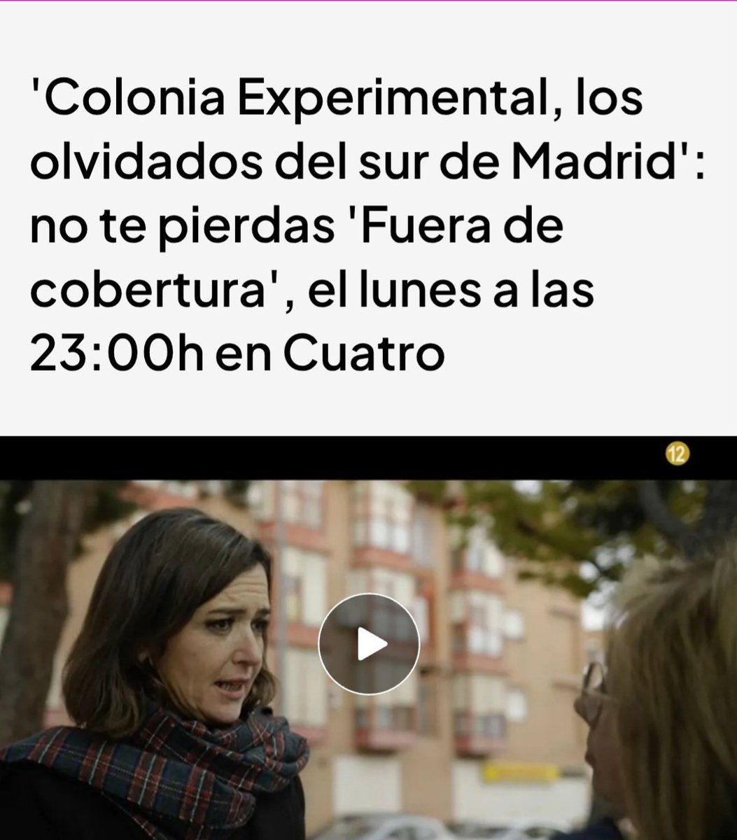 pebarrero's tweet photo. No te lo pierdas este lunes 👇
'Colonia Experimental, los olvidados del sur de Madrid': en 'Fuera de cobertura', el lunes a las 23:00h en Cuatro

Mientras @AlmeidaPP_ habla de “Madrid de primera”, hay barrios abandonados, con infravivienda y décadas de inacción del Gobierno municipal.
Esto también es Madrid. https://t.co/dorevulBRz vía @undefined