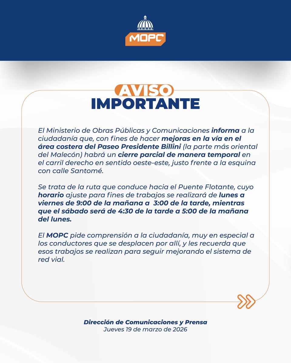 Ministerio de Obras Públicas y Comunicaciones tweet media