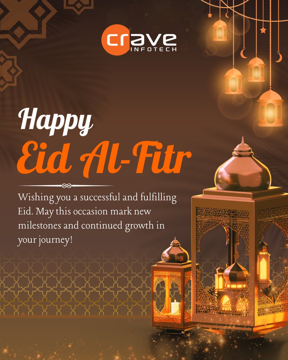 CraveInfotech's tweet image. Eid is a time to celebrate milestones and embrace new possibilities. This season marks fresh beginnings and meaningful journeys with Crave. We wish everyone a joyful and prosperous Eid. 

#EidMubarak #CraveVibes #CorporateCelebration #FestiveSeason #TogetherForward