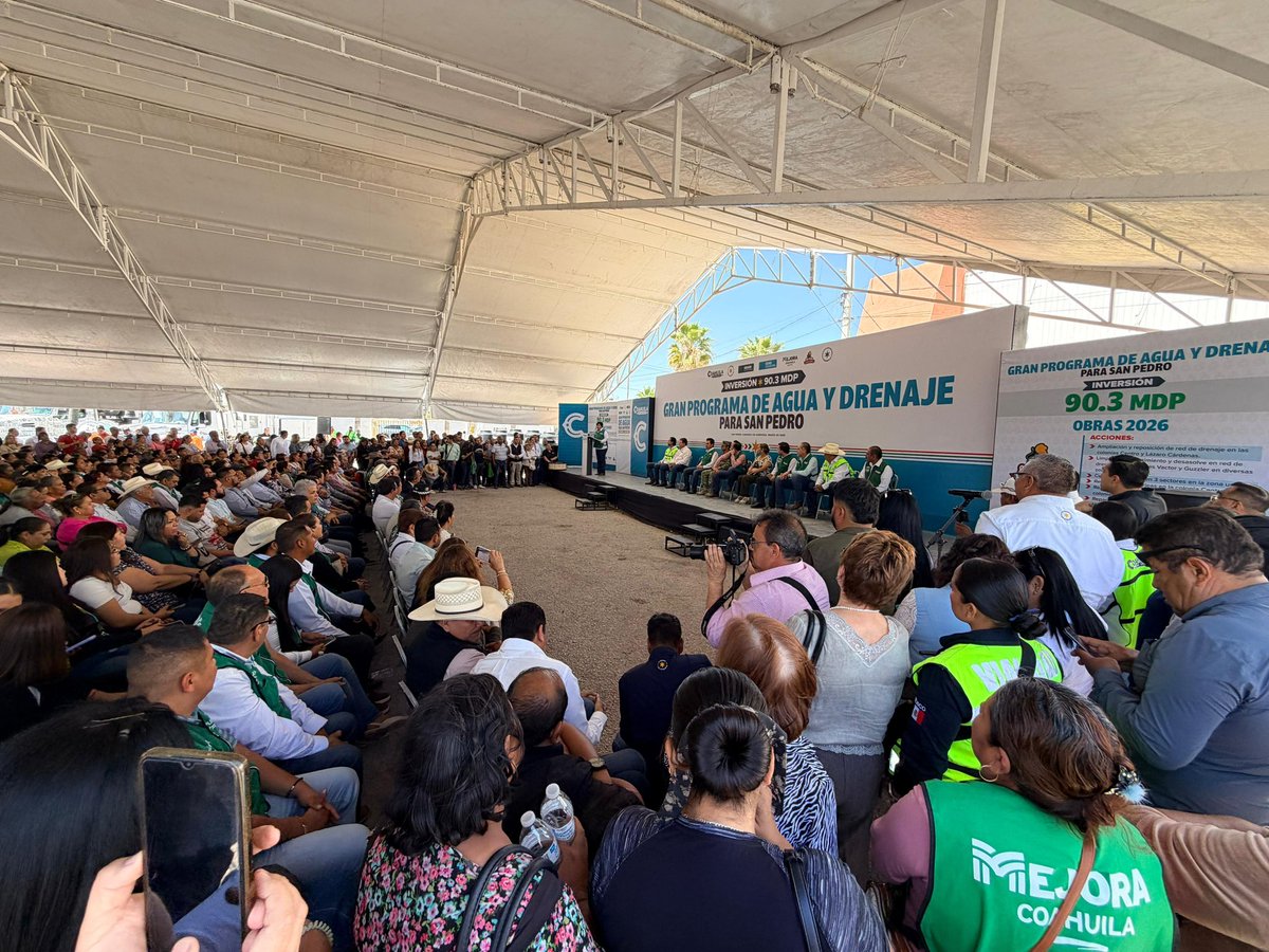 En #SanPedro en el arranque del Gran Programa de Agua y Drenaje. #CoahuilaPaDelante #APasosDeGigante
