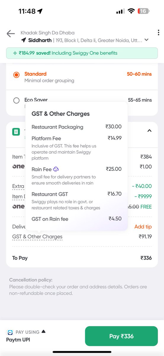 abhinavstar896's tweet photo. Swiggy said “enjoy rain”… I’m paying for it 💀@Swiggy @RVCJ_FB https://t.co/FO9fpWs5so