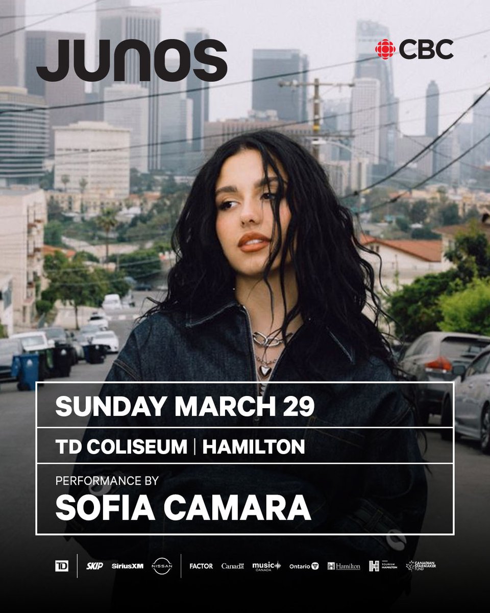 umusic's tweet photo. TUNE IN MARCH 29 as #SofiaCamara graces the JUNO Awards stage 🤩 Sofia (who is also nominated for Breakthrough Artist or Group of the Year) will bring her signature, heartfelt vocals to Canada's biggest night in music 🌟🙌 https://t.co/Xu3SOVHj0P