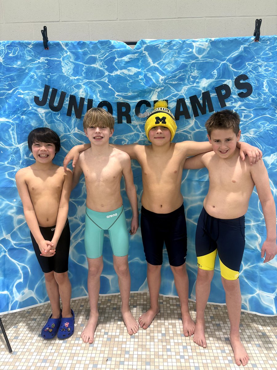 BGSCgators's tweet photo. Congrats to our Gator Jr Champs competitors! Easton, Logan, Nathan, &amp; Bryce Rutherford swam 2 relays at Jr Champs. When you're waiting to swim, watch the competition! The 200 FrRel dropped 9.04, from 35 to 25th. The 200MedRel dropped 10.6, from 32 to 25th place! Way to go Gators! https://t.co/7SdXuTtIj9