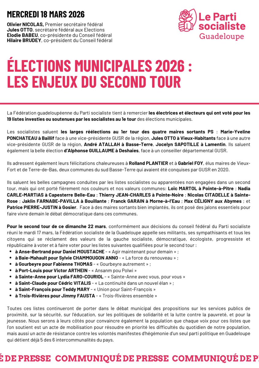Parti Socialiste Guadeloupe 🌹 tweet media