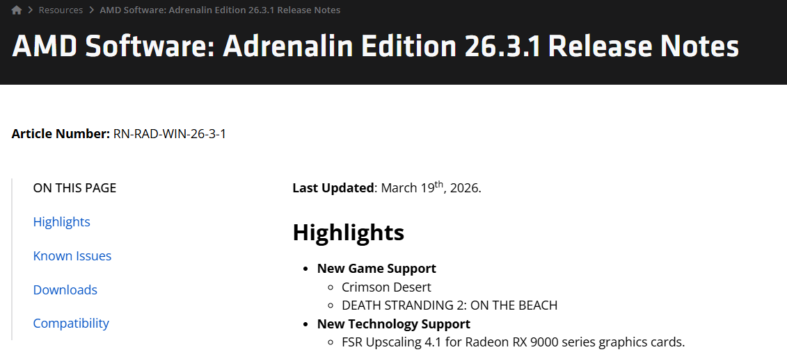 Zonyx888's tweet photo. @CrimsonDesert_ AMD update as well for anyone that needs!! https://t.co/lRaLYoaXON