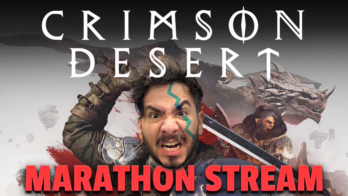 Andy's MASSIVE Crimson Desert marathon stream is starting NOW!

The more support you give the longer he goes. 
youtube.com/watch?v=722Wwb…