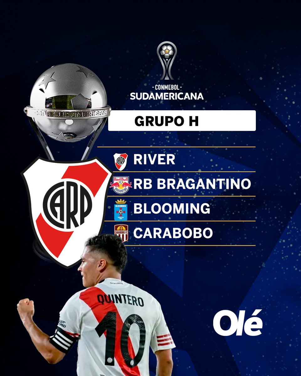 ASÍ QUEDÓ EL GRUPO DE RIVER  EN LA COPA SUDAMERICANA 🔴⚪️

🇧🇷 RB Bragantino
🇧🇴 Blooming
🇻🇪 Carabobo