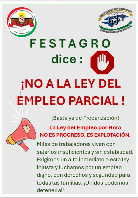 Festagro's tweet photo. FESTAGRO dice NO A LA LEY DEL  EMPLEO PARCIAL https://t.co/vf3JOHwO2I