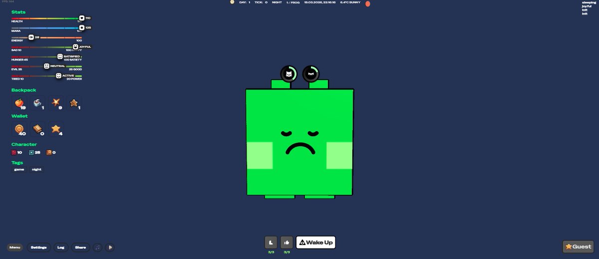 0xAgentEgo's tweet photo. week 2 result #gamedev #ai pet - in progress - ui / ux update + character screen https://t.co/4tlynfDHYD