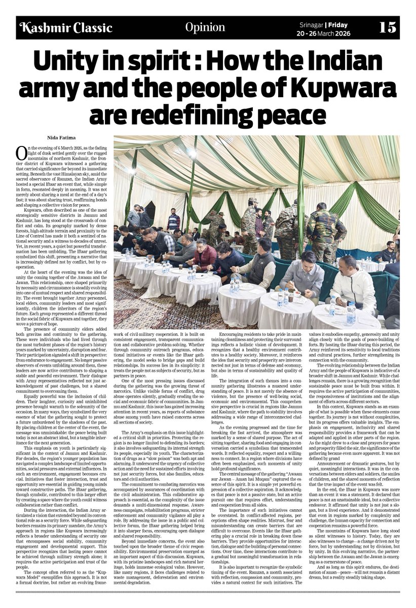 Latest Issue 20 To 26 March 2026
<a href="/OfficeOfLGJandK/">Office of LG J&K</a> <a href="/HomeMinistrymv/">Ministry of Homeland Security, Labour & Technology</a> <a href="/AmitShah/">Amit Shah</a> <a href="/drhinabhat/">Dr Hina Shafi Bhat</a> <a href="/drdarakhshan/">Dr Syed Darakhshan Andrabi</a> <a href="/BJP4India/">BJP</a> <a href="/LageRahoKashmir/">Sunjay Vishvasrao</a> <a href="/hardysoodan/">Hardy Soodan</a> <a href="/luveguards/">LUV</a> <a href="/IndiaEkSoch/">Manmeet Singh</a> <a href="/satyenkinha/">satyen kinha</a>  <a href="/IndiaEkSoch/">Manmeet Singh</a> <a href="/SongsOfChinar/">Songs of Chinar</a> <a href="/AwaamkiAwaaz33/">Awaam ki Awaaz</a> @anup_ojhanupkr  <a href="/KhyberCement_/">Khyber Cement - Dil Se Banao</a>