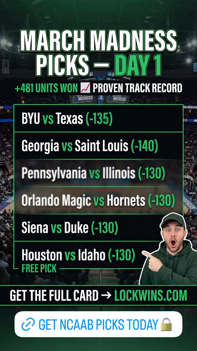 LockInYourWins's tweet image. 🚨 MARCH MADNESS IS HERE 🏀 🚨

WE ARE ON FIRE 🔥

📈 481+ UNITS

VIP PICKS + PROPS ARE LIVE

⬇️DON’T MISS THIS RUN⬇️

LockWins.com 

#picks #lockinyourwins #locks #pick #free pick