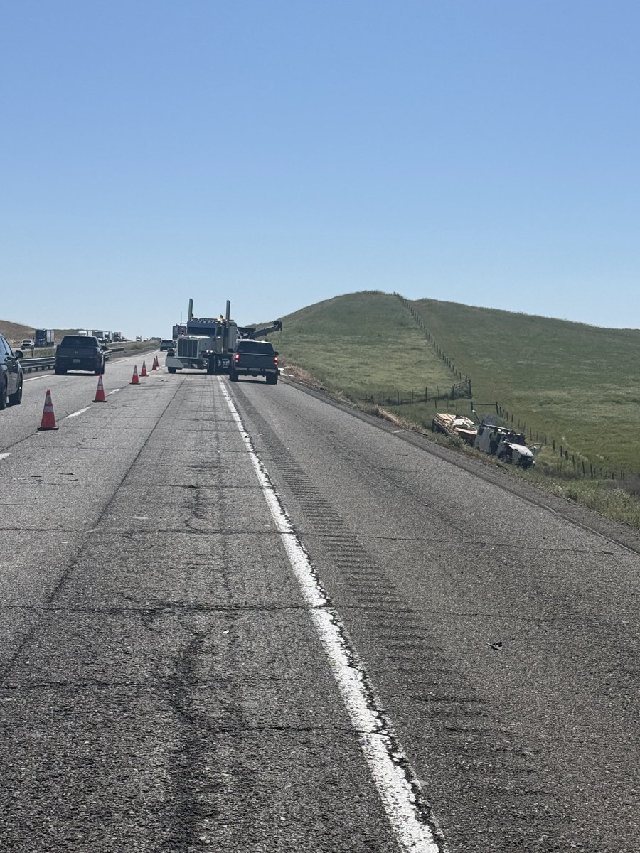 Slow/Heavy traffic 
I-5 SB near Cottonwood Rd. the #2 lanes closed for recovery from a overturned trailer with lumber. Use caution in the area.