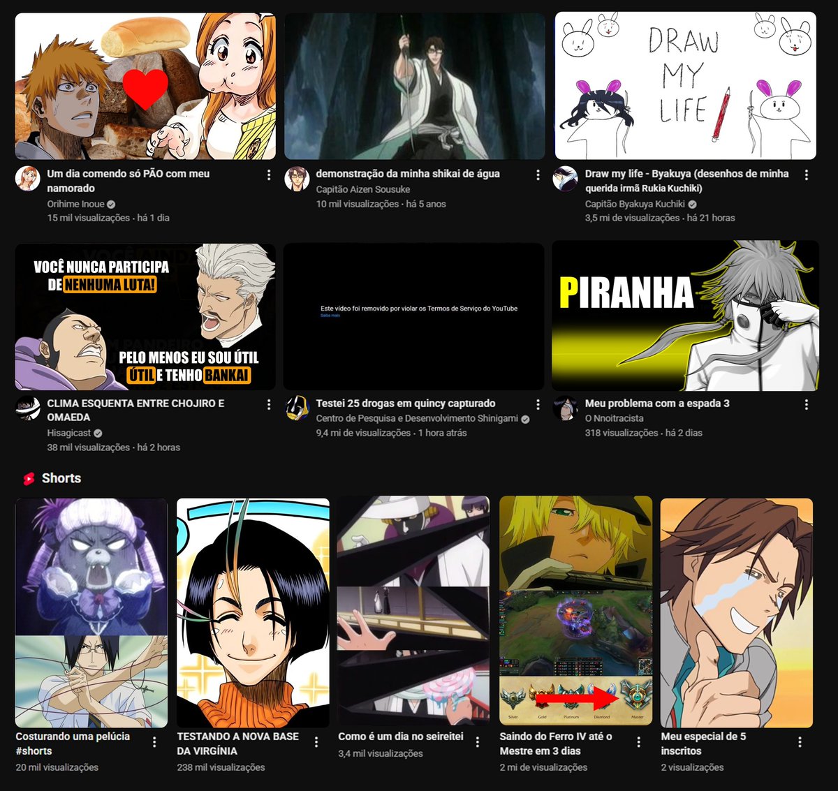 universo de Bleach se fosse dentro do YouTube