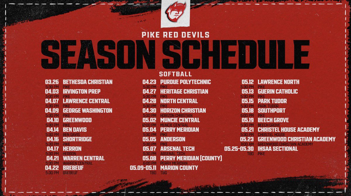 PikeHSAthletics's tweet photo. It’s Game Day!

🥎 » Softball  
🆚 » @SparkplugSports 
📍 » PHS
⏱ » 5:30 PM
🎟️ » https://t.co/U4XBCubsok

Check out the Lady Red Devils’ schedule and be sure to come on out and support them this season! https://t.co/pRdTyna8HE