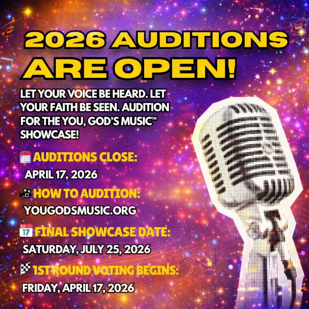 YouGodsMusic's tweet image. 🎤✨ Looking for something meaningful to do this weekend? Spend it worshipping the Lord and sharing your gift!

Auditions are still open until April 17 for the 2026 You, God’s Music Showcase! 🙌🎶

👉 yougodsmusic.org

#YouGodsMusic #ChristianMusic #auditioning