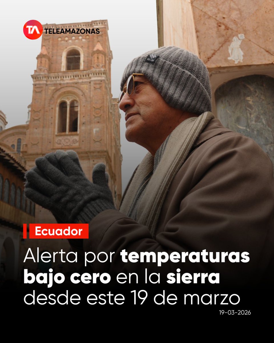 teleamazonasec's tweet photo. #Ecuador | ¡A abrigarse! El Inamhi emitió una alerta por bajas temperaturas en la Sierra que podrían llegar a grados bajo cero durante las madrugadas. 
Consulte las provincias afectadas y las recomendaciones aquí: https://t.co/JLU0tt2Nkf https://t.co/GiESlULlJC
