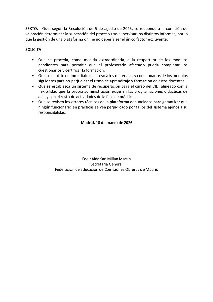 Educación CCOO Madrid tweet media