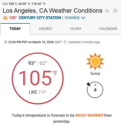 mdflores's tweet image. Nice March day we're having in L.A.... #heatwave #losangeles #hellonearth