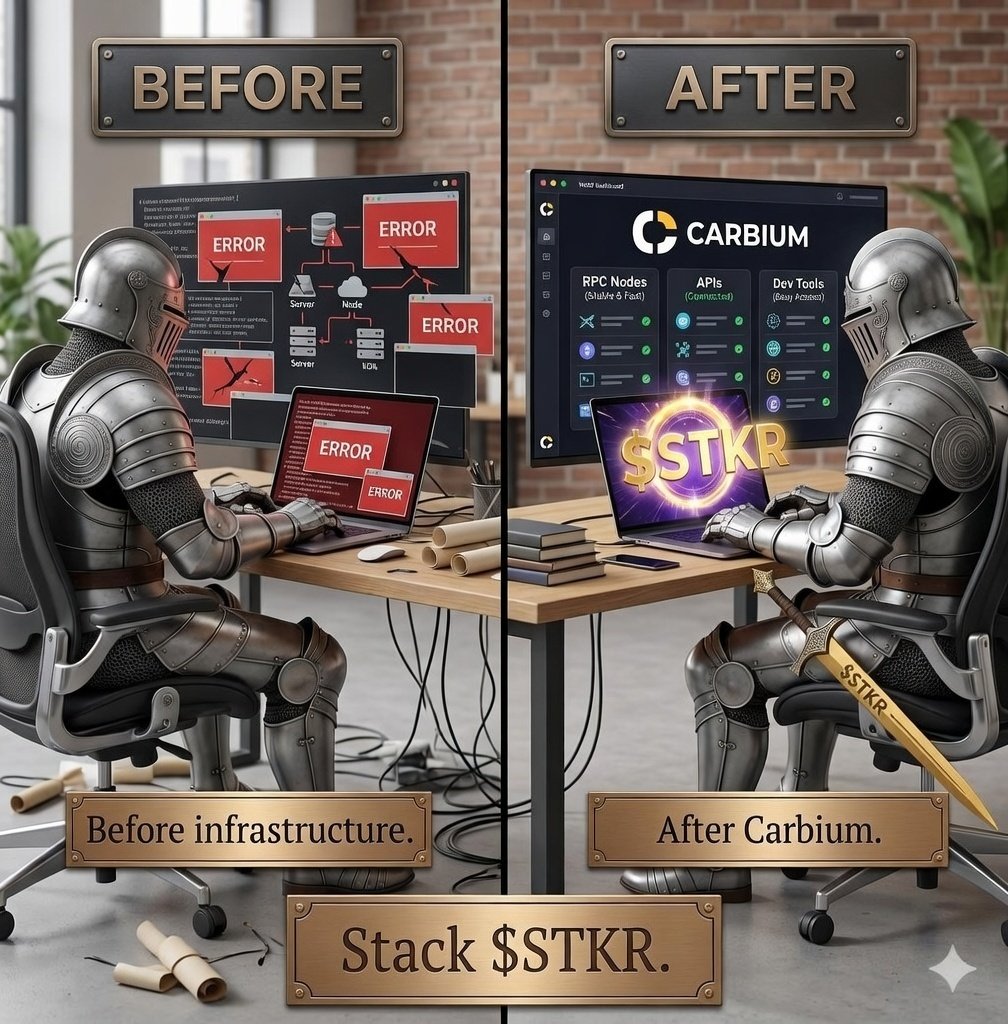Crypto_Butter0's tweet photo. The difference is clear.
Before — builders searching for the right tools.
After — real infrastructure in place.
That’s what #SkillStacker × #Carbium delivers.
Better access.
Stronger systems.
More building.
Stack $STKR. https://t.co/9C5MkpXyI2