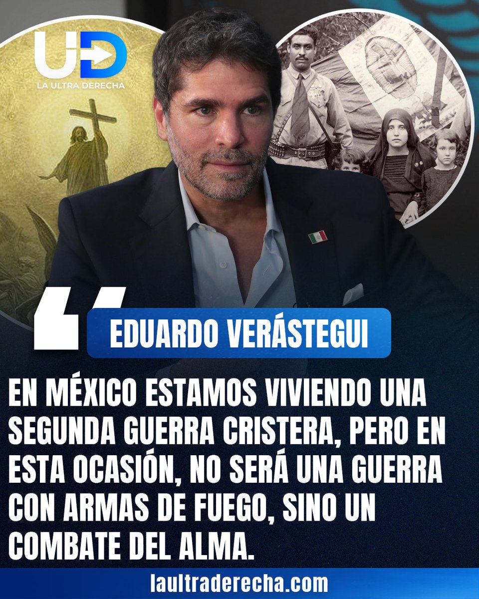 🇲🇽|✝️#VIRAL El productor católico, <a href="/EVerastegui/">Eduardo Verástegui</a>, afirmó que México atraviesa una “segunda guerra cristera” pero distinta a la del pasado. No se libra con armas, sino en el terreno espiritual, en la conciencia y en el alma de cada mexicano.

“En México estamos viviendo una segunda