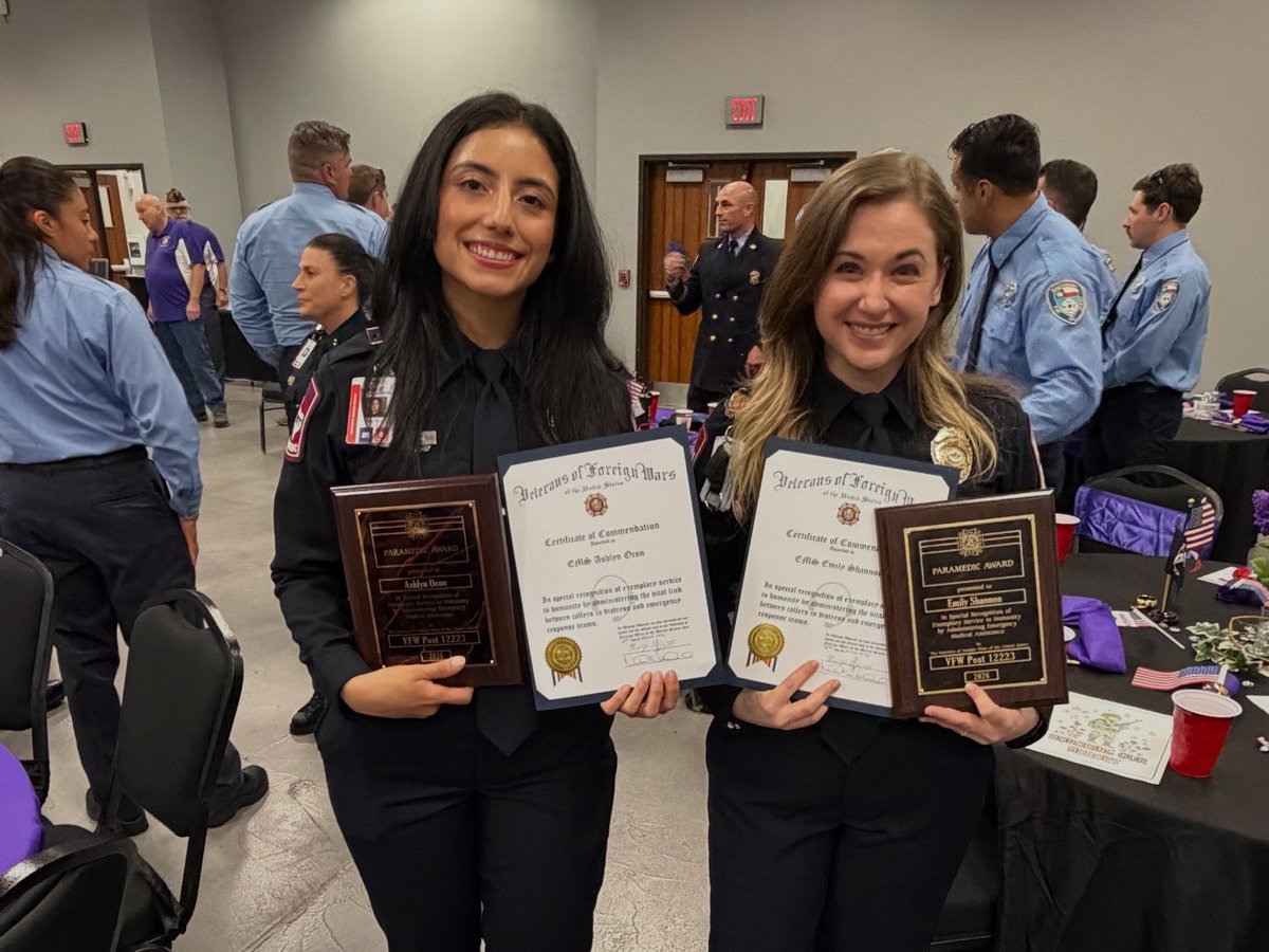 Kudos to Paramedics Emily Shannon &amp; Ashlyn Ocon on their well-deserved awards from the Officers of the VFW! We're honored to have you both serving MCHD and the community. #mchdinthecommunity #ems