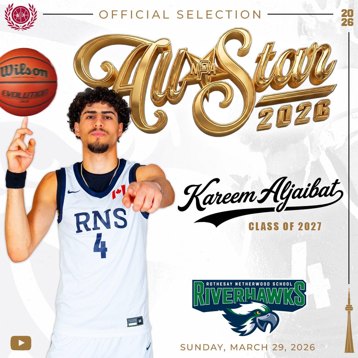 RNS_Hoops's tweet photo. CONGRATULATIONS to our guy Kareem ‘The Dream’ Aljaibat ‘27 on being selected for the 2025-26 NPA All-Star Game! Earned not given! #RNStrong https://t.co/993ez9JvOg