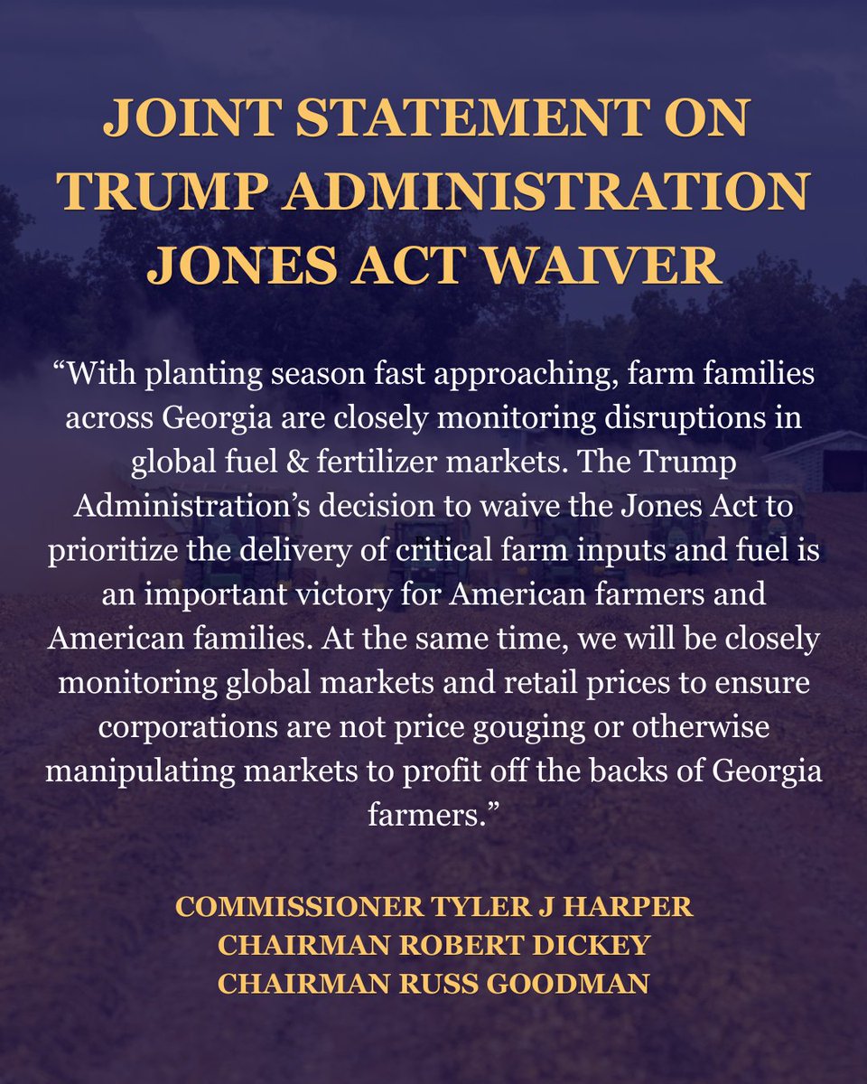 Georgia Agriculture Commissioner Tyler Harper tweet media